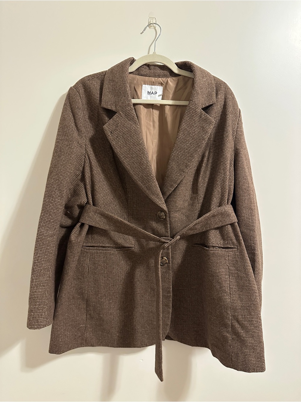 MAP Wool Blend Belted Blazer